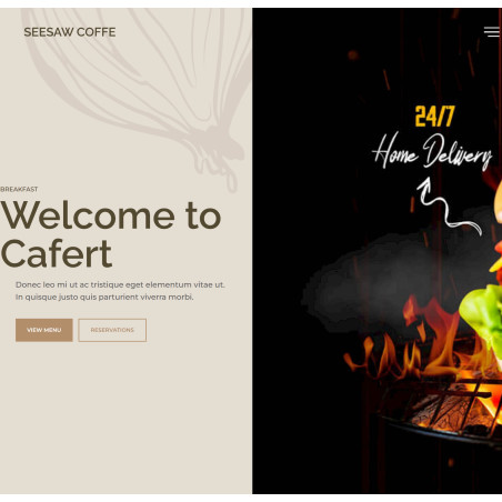 Cafe and restaurant Website Solution