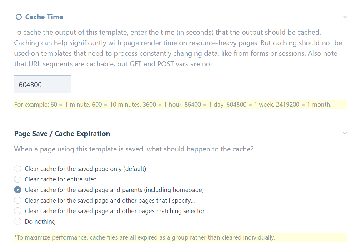 Configuration de la stratégie de cache